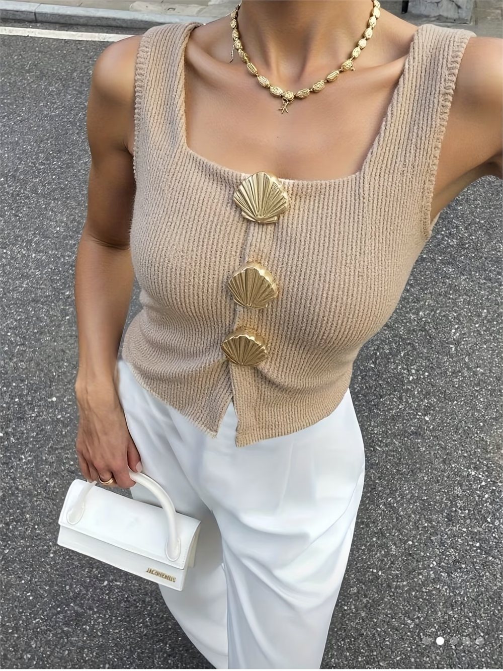 Top Conchas Doradas - Beige